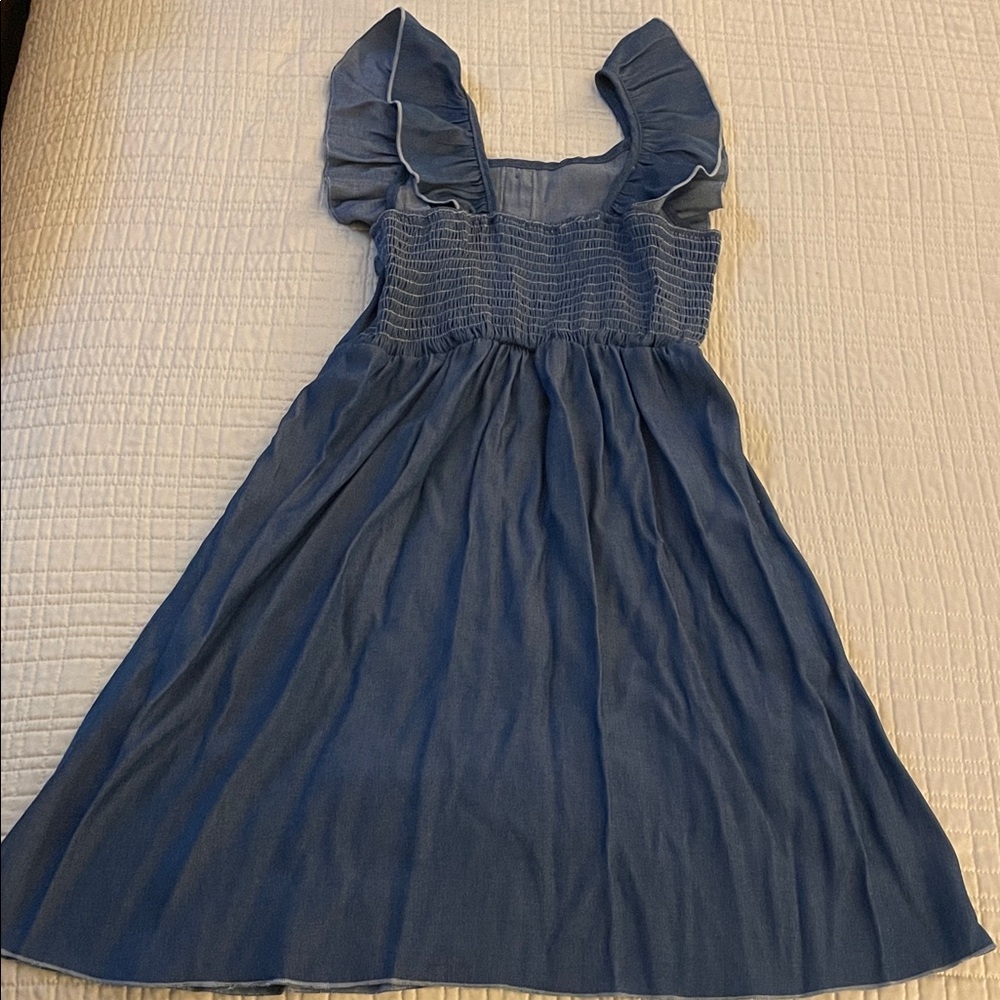 Blue Ruffled Kids Dress - Picture 2 of 2
